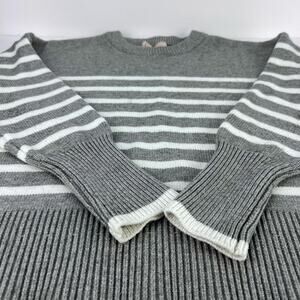 Philosophy Crewneck Gray White Striped Cropped Viscose Sweater Preppy Luxury L